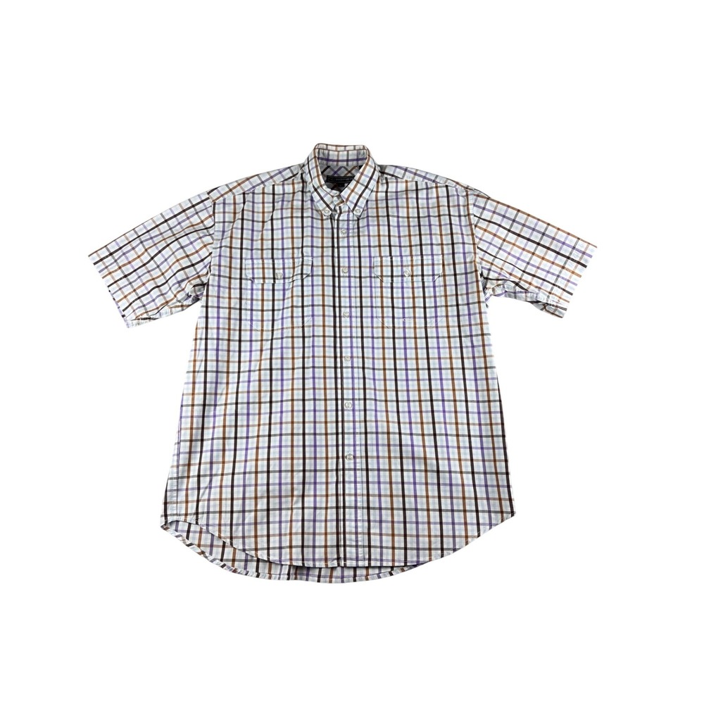 Roper Men's Plaid‎ Shirt L Short Sleeve Button Down Western Casual 100% Cotton